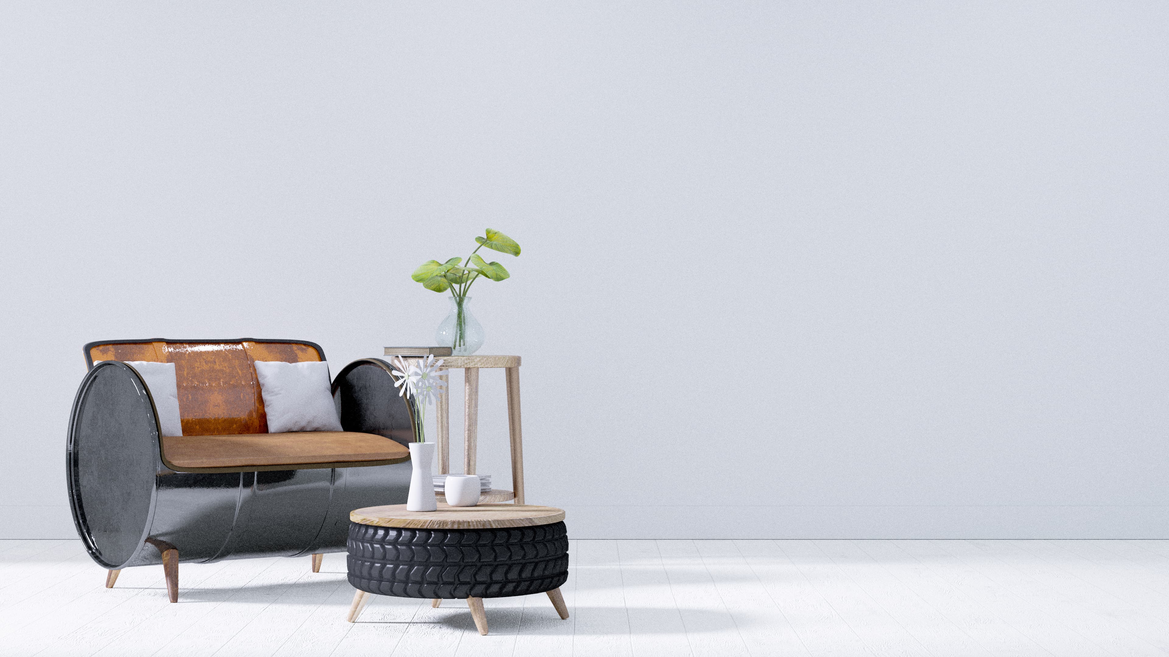 product-Eco-Chic Steel Barrel Sofa